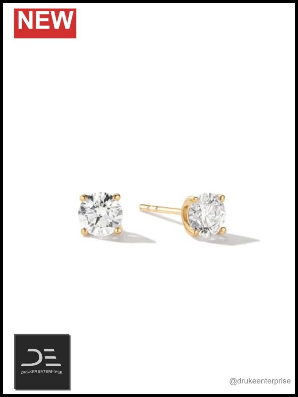 Lab Grown Diamond Stud Earrings 14K Real Gold 0.2ct VS Clarity Fine Jewelry